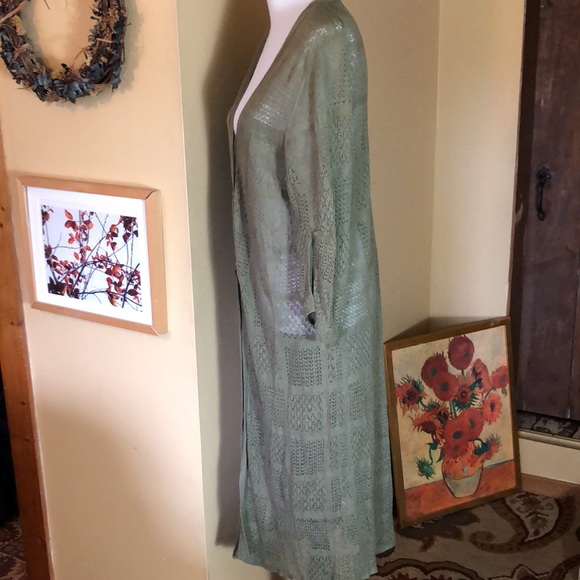 SEMPLICE size XL Linen Open-Weave Sweater Duster - Picture 13 of 16